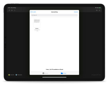 iPad running txt.edit to open a file